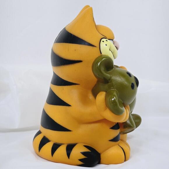 Vtg 1981 GARFIELD The Cat Holding Teddy Bear Pooky 6.5" Piggy Bank With Stopper - Picture 2 of 16